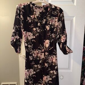 Flowered shirt dress